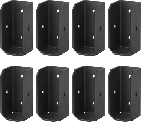 8 Pack 2x4 Black Joist Hanger, 12 Gauge Steel Deck Railing Bracket for Wooden Lumber Stair Handrail