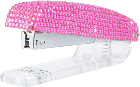 Pasted Diamond Crystal Handmade Bling Stapler for Office, School, or Home (Pink)