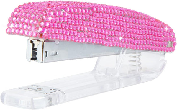 Pasted Diamond Crystal Handmade Bling Stapler for Office, School, or Home (Pink)