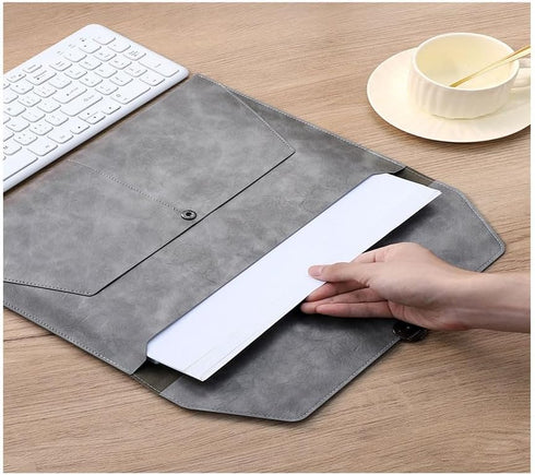 Folder Storage Bag, PU Leather File Set, Project File Bag with Sealing Button, Suitable for A4 Letter Size
