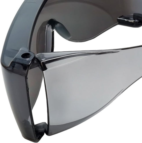 Calabria 3000 Fit Over Safety Glasses, Fitover Prescription Eyewear, Silver Mirror Wrap Around Tinted Anti Fog Glare