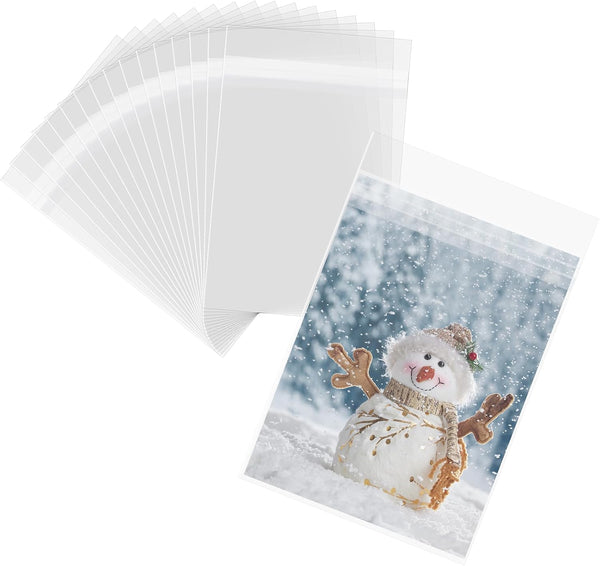 Mat Board Center, 100 Pack 5 5/16" x 7 1/8" Clear Resealable Plastic Sleeves for 5x7 Prints, Photos, Cards