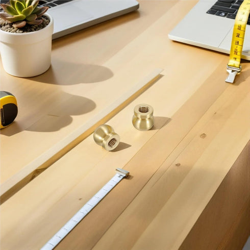 KaiYeA 8pcs Brass Cutting Board Feet Brass Wooden Box Ball Shaped Polished Tray Risers Serving Board Pedestal Legs