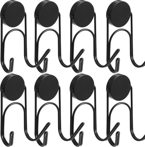 Magnetic Hooks, Heavy Duty 304 Stainless Steel Hooks for Refrigerator, 8 Pack (Black, 1.1in-2 40Lbs)