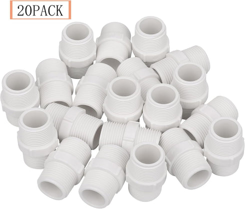 20Pack 3/4 Inch PVC Nipple Male Thread Coupling Adapter Connector (Male x Male) 3/4" PVC NPT Male Thread Coupling Pipe Fitting for Thread plumbing Pipe, Home or Industrial Use, Schedule 40 by Lswteiz