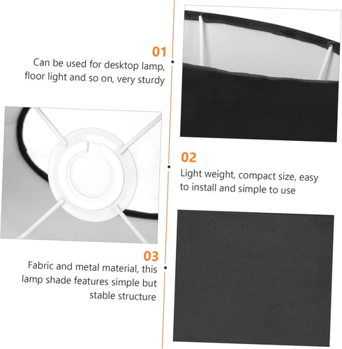NUOBESTY Oval Fabric Lamp Shade for Desk and Floor Lamps Cloth Cover Compatible Black Exterior with White Interior