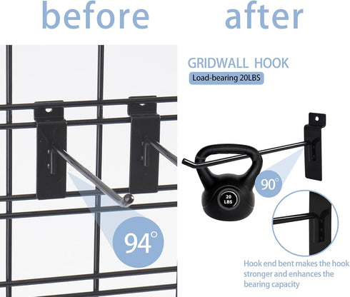 12 Pc Slatwall Hooks, 6 Inch Metal Slatwall Accessories for Garage Storage and Retail Display
