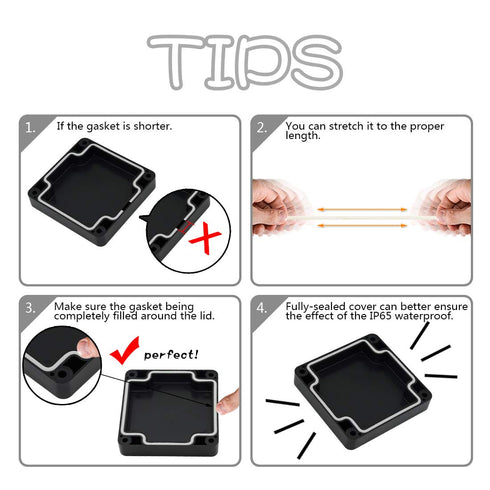 LeMotech IP65 Waterproof Junction Box Dustproof ABS Plastic Electrical Enclosure for Electronic Black 3.29x 3.19x 2.2
