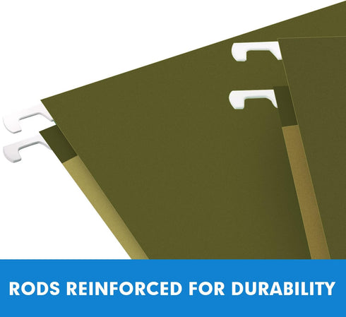 RAZCC 60 Pack Reinforced Hanging File Folders, Legal Size, Designed for Bulky Files, Adjustable Tabs, Green Filing