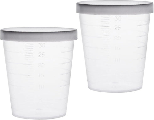 YOKIVE 2 Pcs Plastic Beaker, Liquid Measuring Cup with Lid for Laboratory Use, Great for Lab, Kitchen, Daily Use (Clear