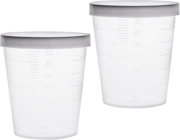 YOKIVE 2 Pcs Plastic Beaker, Liquid Measuring Cup with Lid for Laboratory Use, Great for Lab, Kitchen, Daily Use (Clear
