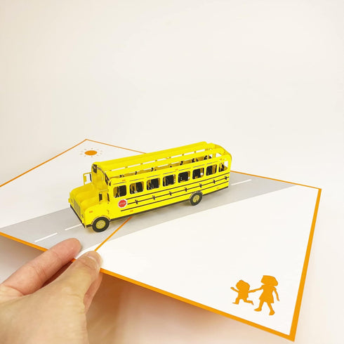 Pop Up School Bus Card - 3D Greeting Card for Happy Birthday, Congratulations, New School Year Gift