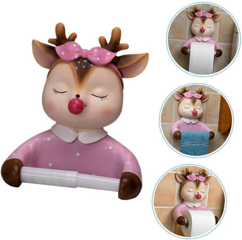 1pc VILLCASE Cute Wall-Mounted Bathroom Tissue Holder Creative Cartoon Design Space-Saving Roll Paper Rack for Bathroom