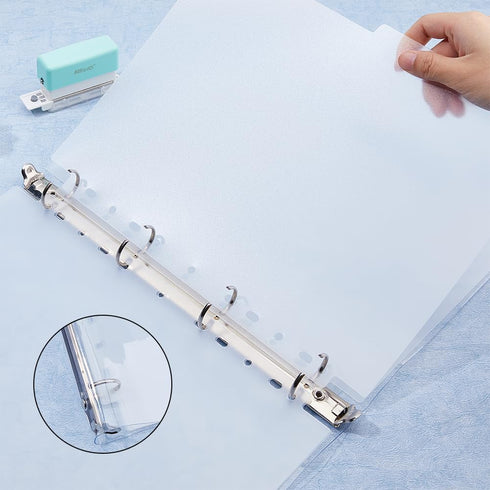 SUPERFINDINGS 2PCS Clear A4 Notebook Binder, PVC Plastic Covers, 4 Rings, Loose Leaf Binder, 12.4x10.4x1.18inch