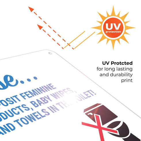 10x7 Inches, 55 Please Do Not Deposit Feminine Products Baby Wipes Diapers in Toilet Sign, mil Thick HDPS (high Density