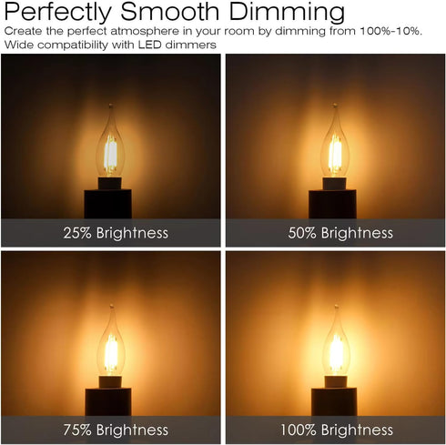 DXMKOP Bulb, CA10 60W E12 Bulbs 120V Dimmable(6PACK) Candelabra Flame Tip Frosted,Frosted Flame Tip Chandelier Light