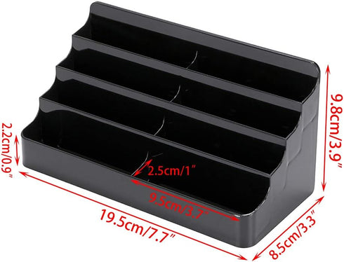 Hipiwe 2 Pack Business Card Holder for Desk, 8 Pocket Acrylic Display Stand, Office Desktop Name Card Organizer (Black)