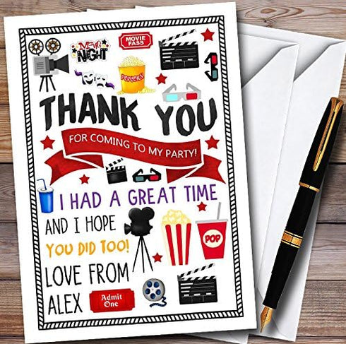 The Card Zoo Cinema Film Movie Night Personalized Childrens Birthday Party Thank You Cards