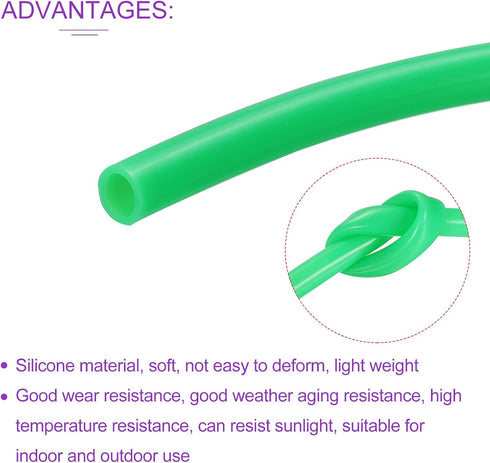 DMiotech 3/8"(9mm) ID 1/2"(12mm) OD 3.3 Feet Green Silicone Tube for Water Air Pump