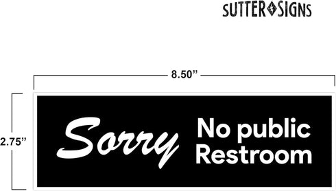 No Public Restroom Sticker Signs – For Retail Stores, Offices, Coffee Shops, Convenience Stands
