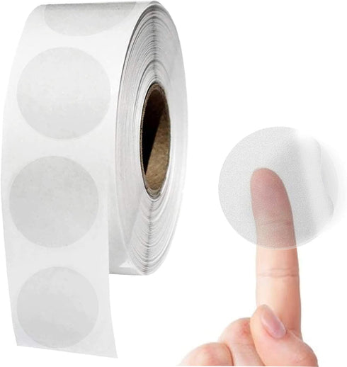 Performore Crystal Clear Transparent 1" Round Stickers, Self Adhesive Envelope Tab Sealer, 1000 Stickers Per Roll