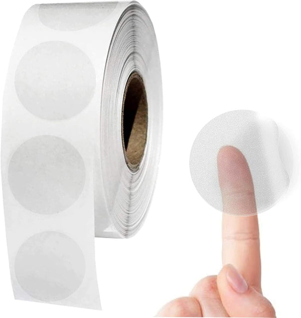 Performore Crystal Clear Transparent 1" Round Stickers, Self Adhesive Envelope Tab Sealer, 1000 Stickers Per Roll