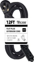 YOJOE 12 ft Flat Plug Extension Cord with 3 Outlets, Heavy Duty 16/3 SJTW for Kitchen Office