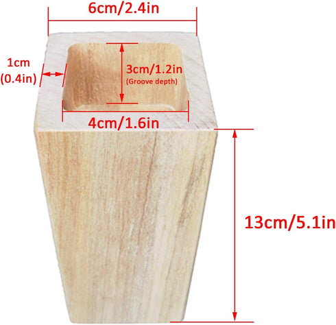 KDDEON Block,25 Color,4pcs (13cm/5.1in,Slotted 4x4) Solid Wood Heightened Slotted Bed Legs,Sofa Legs Coffee Table