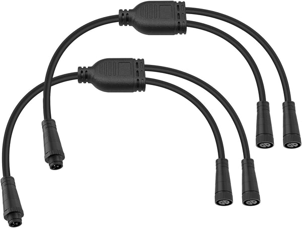 HUZUM Waterproof Connector Y Splitter Cable(2Pack) Compatible with Philips Hue Outdoor Low Voltage
