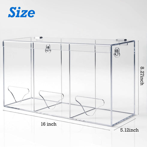 Heyrelda 3 Hairnet Dispenser and Glove Holder Wall Mount - Compartments Acrylic Hygiene Dispenser Station with Lid