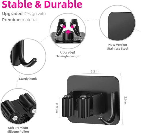 DOMAXCAI Broom and Mop Holder, Super Anti-Slip Wall Mount, Self Adhesive Gripper for Bathroom, Garage and Laundry Room