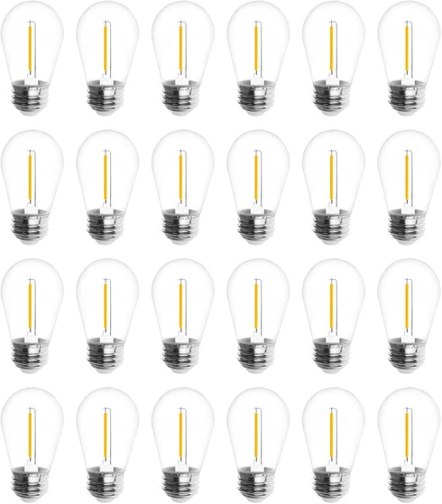 Jslinter S14 5000K Daylight Outdoor String Lights Bulbs Replacement, Shatterproof, E26 Base, 24-Pack