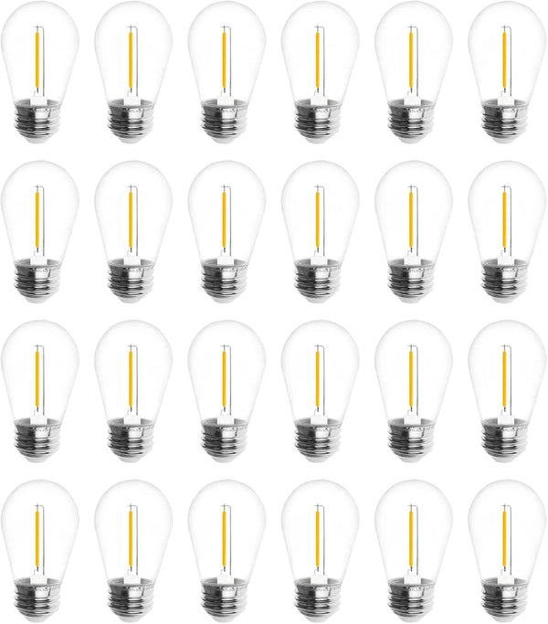 Jslinter S14 5000K Daylight Outdoor String Lights Bulbs Replacement, Shatterproof, E26 Base, 24-Pack