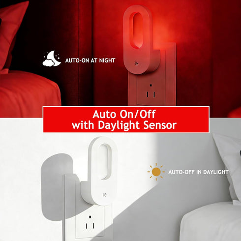 670nm 0.3W (2 Packs) Red Light Night Light for Sleep, to Promote Melatonin, Auto On/Off Dusk to Dawn Sensor, Ultra Soft