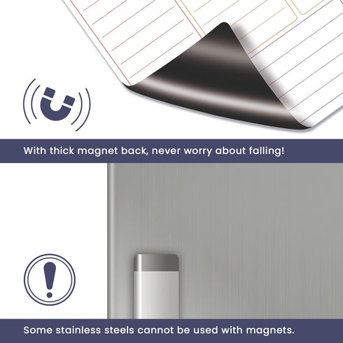 Magnetic Weekly Calendar Whiteboard for Fridge, Refrigerator Dry Erase Weekly White Board, 2 List Boards, 4 Markers