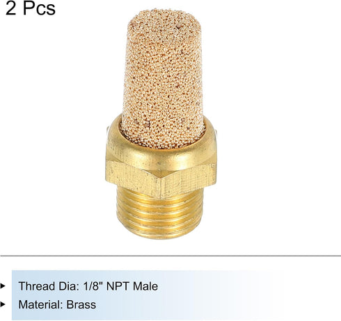 MECCANIXITY Pneumatic Muffle, 1/8" NPT Male Long Exhaust Muffler for Solenoid Valve, 2 Set
