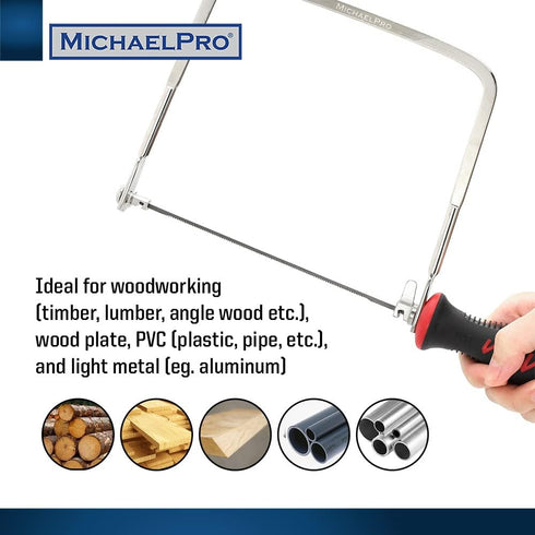 MichaelPro 6-Inch Deep Coping Saw, Coping Frame comes with Replacement Blades, Hand Woodworking Tool | MP018006 by MichaelPro