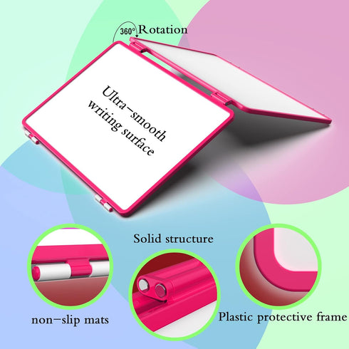 Magnetic Dry Erase White Board 11.5x17inch, Small Foldable Whiteboard for Kids, School, and Office (Pink)