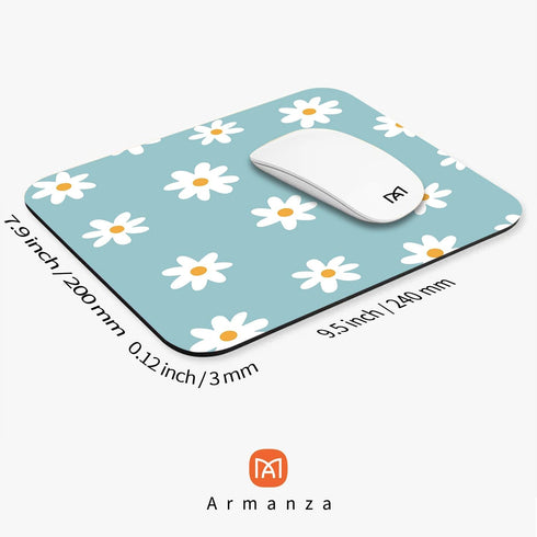 Square Mouse Pad Little Daisy,Personalized Premium-Textured Custom Mouse Mat Design,Washable Mousepad Lycra Cloth,Non-Slip Rubber Base Computer Mouse Pads for Wireless Mouse by Armanza