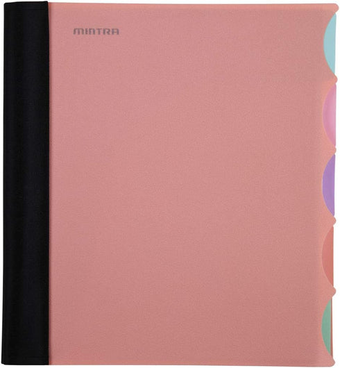 Mintra Office Durable PREMIUM Spiral Notebook, Salmon, 5 Subject (8.5in x 11in), College Ruled, Fabric Covered Coils,