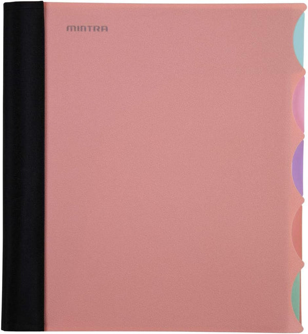 Mintra Office Durable PREMIUM Spiral Notebook, Salmon, 5 Subject (8.5in x 11in), College Ruled, Fabric Covered Coils,