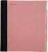Mintra Office Durable PREMIUM Spiral Notebook, Salmon, 5 Subject (8.5in x 11in), College Ruled, Fabric Covered Coils,