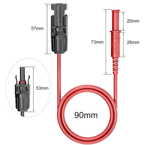 Goupchn Safety Banana Plugs to Solar Connectors Silicone Test Leads 2PCS Red Black 3.3ft Solar Test Cables Wires 1000V/20A for Photovoltaic Solar Panel System