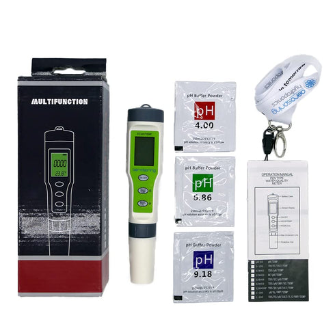 3-in-1 Waterproof Multifunction Digital Meter, Measures EC, pH, and Temperature for Hydroponic Systems