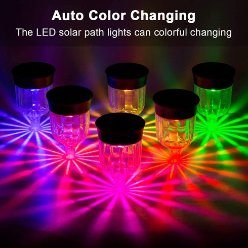 IP65 SMY Lighting Solar Outdoor Path Lights, Color Changing Waterproof Auto On/Off Solar Landscape Pathway LED Lights
