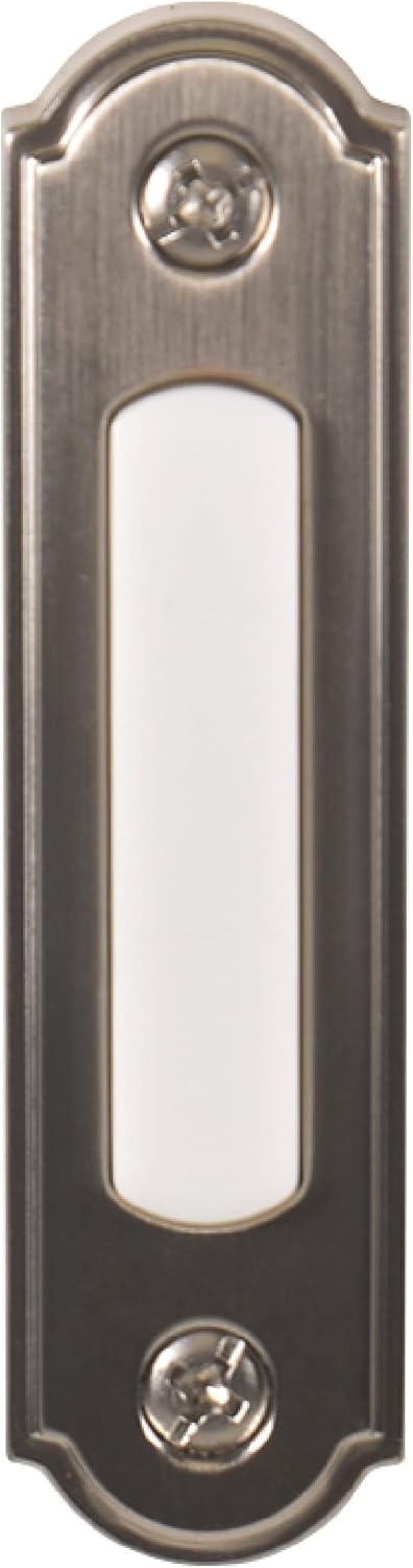 Newhouse Hardware LED Lighted Metal Door Chime Push Button (Satin Nickel) for Surface Mount Door Bell