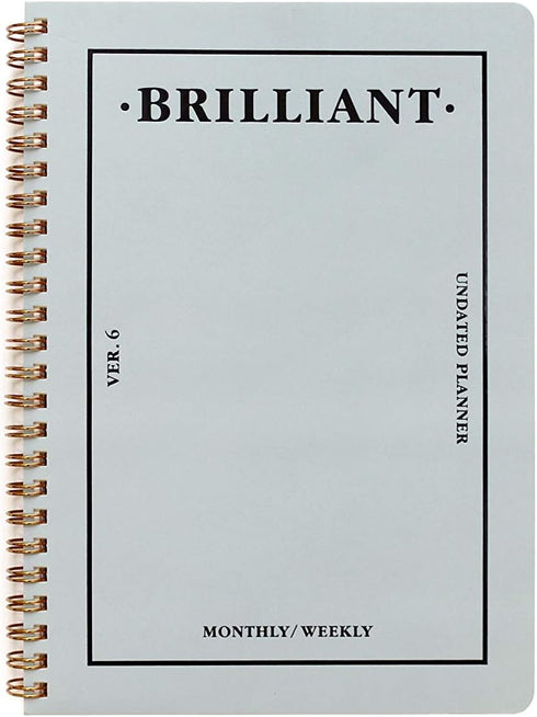 PAPERIAN Brilliant 2021 Monthly & Weekly Planner - Wirebound Undated Scheduler Diary (Grey Sky, 5.9 x 8.2 x 0.4 inches)