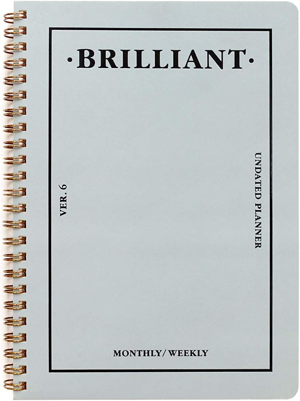 PAPERIAN Brilliant 2021 Monthly & Weekly Planner - Wirebound Undated Scheduler Diary (Grey Sky, 5.9 x 8.2 x 0.4 inches)
