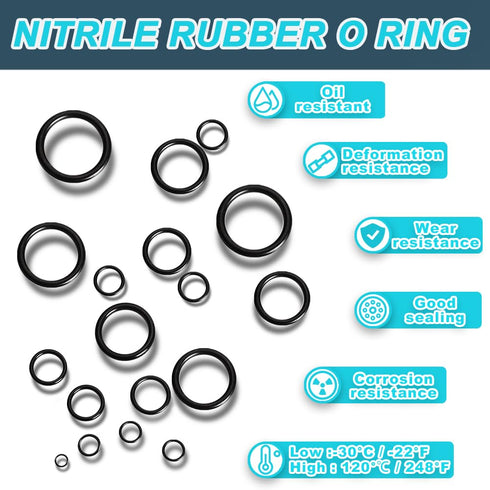788 Pcs SAE Rubber O Ring Assortment Kit, Buna-N 70A 24 Size O Rings Set for Faucets, Plumbing, Hose Repairs
