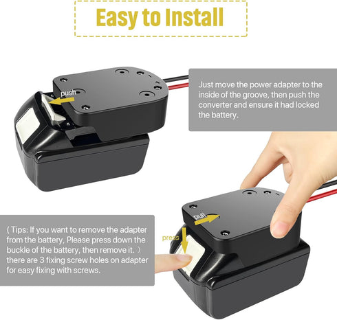 Ensayeer 18V 12 Lights,2 Pack Power Wheel Adapter with Fuse & Switch, Secure Battery Adapter for Lithium Battery